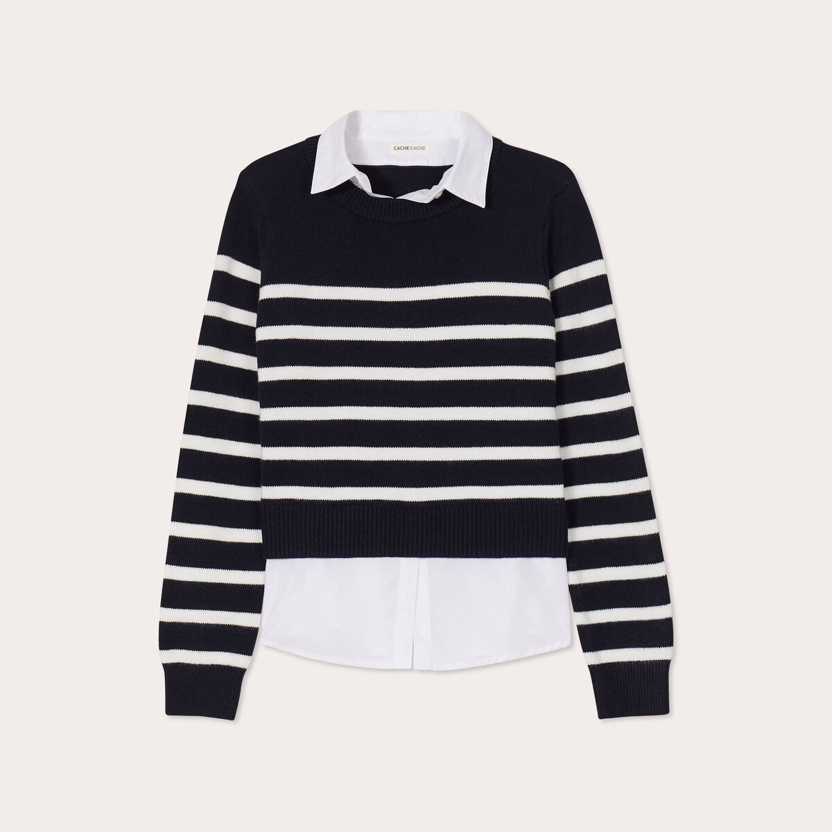 Pull manches longues 2-en-1 ecru femme