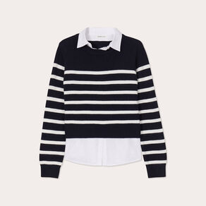 pull manches longues 2 en 1 ecru femme Pull manches longues 2-en-1 ecru femme