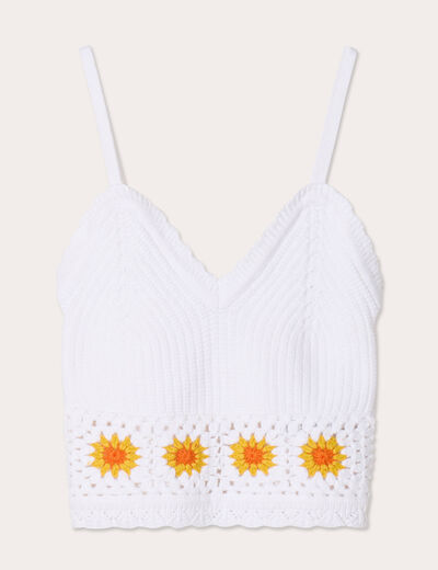Débardeur tricot ecru femme