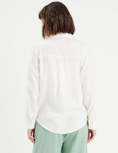 Chemise manches longues contenant du lin ecru femme