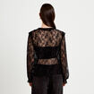 Blouse dentelle manches longues noir femme