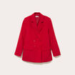 Blazer col tailleur manches longues rouge femme