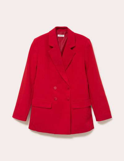 Blazer col tailleur manches longues rouge femme