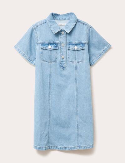 Robe droite en jean denim double stone femme