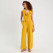Combinaison pantalon ceintur&eacute;e jaune citron femme