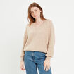 Pull avec col en V beige femme