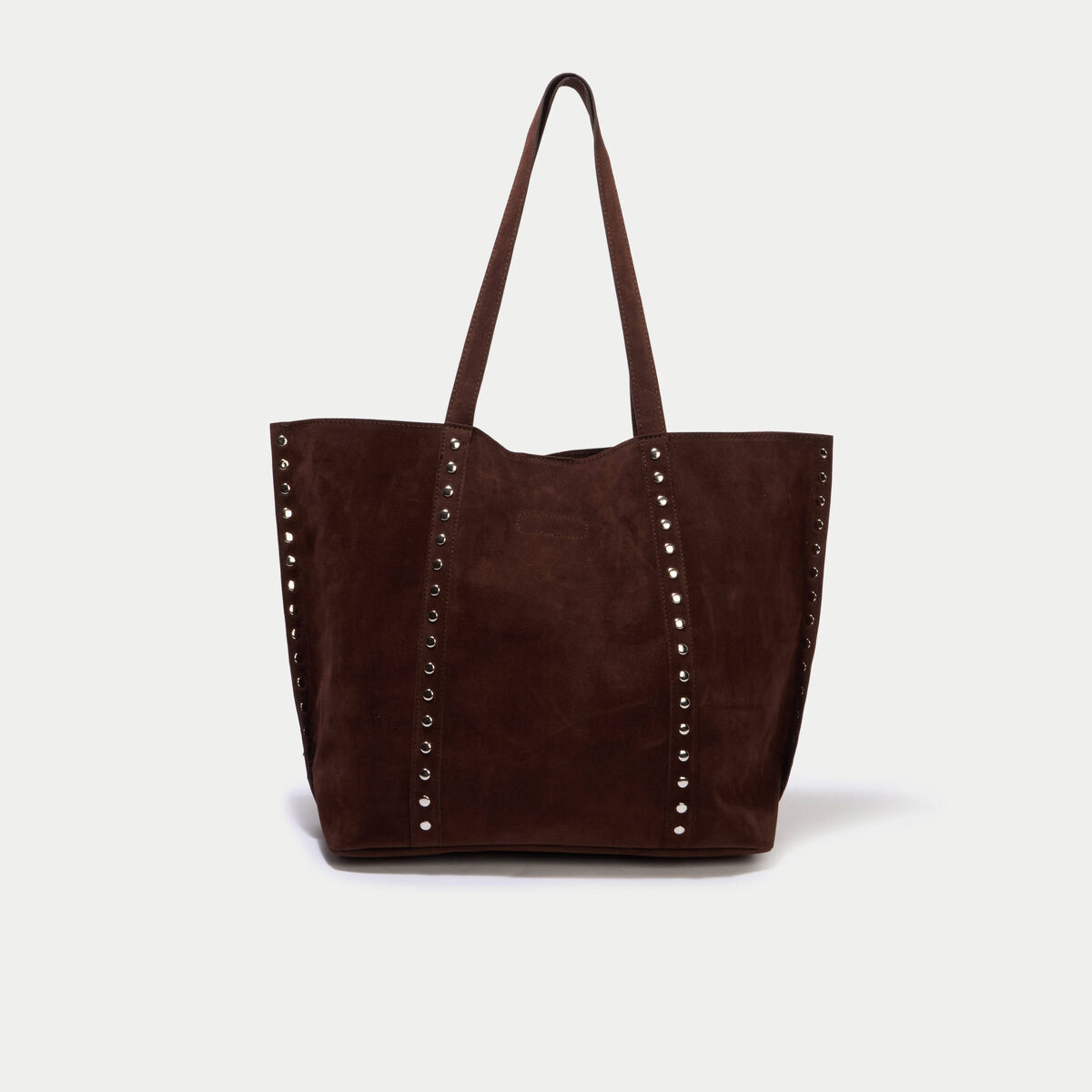 Sac aspect daim d&eacute;tails clout&eacute;s marron femme