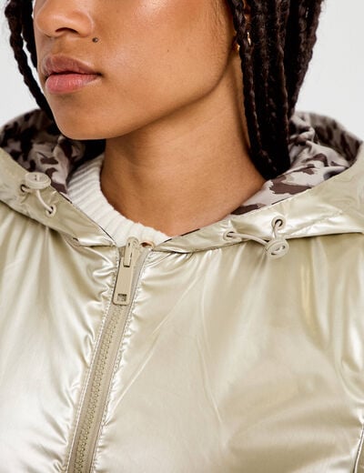 Parka r&eacute;versible &agrave; capuche couleur or femme