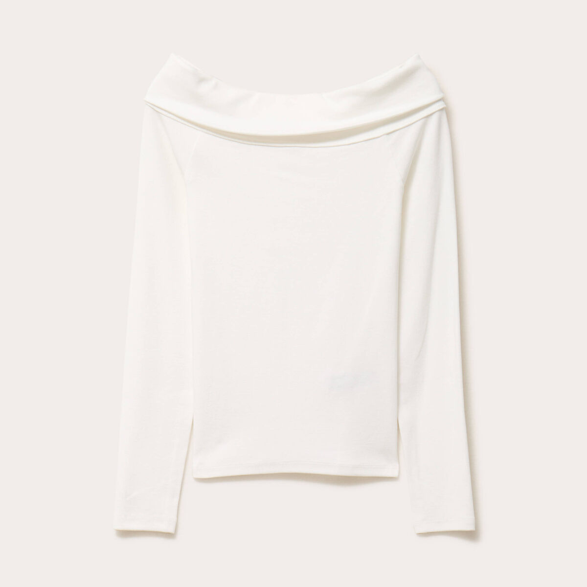 T-shirt c&ocirc;tel&eacute; manches longues ecru femme