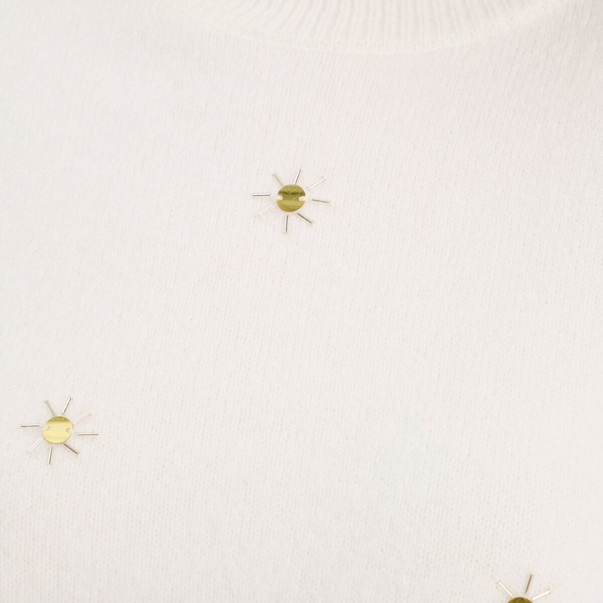 Pull avec détails bijoux ecru femme
