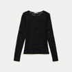 Top ajust&eacute; manches longues dentelle noir femme