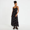 Robe longue &eacute;vas&eacute;e col v dentelle noir femme