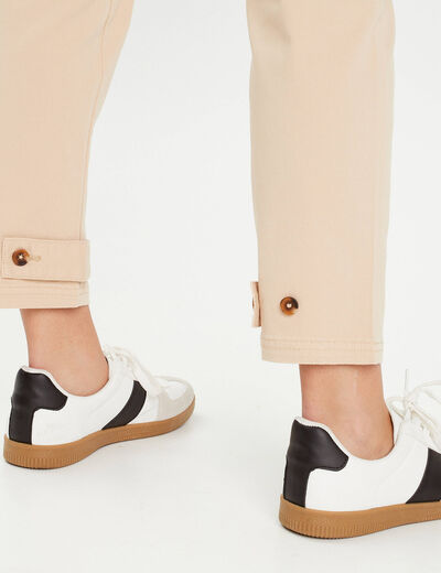 Pantalon cargo bas resserré sable femme