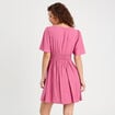 Robe évasée avec fronces vieux rose femme