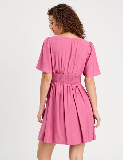 Robe évasée avec fronces vieux rose femme