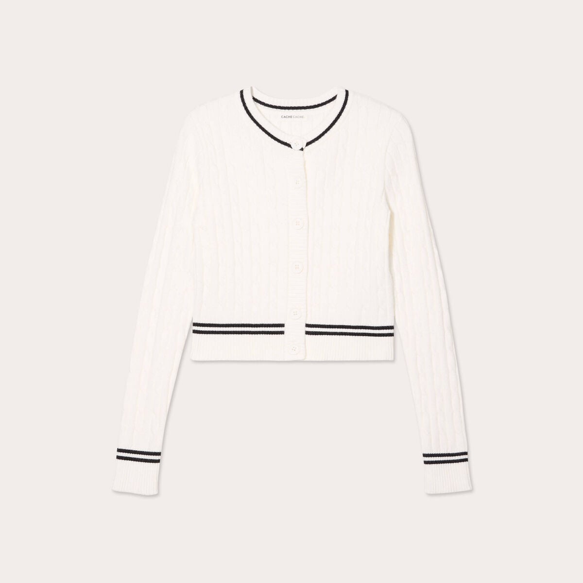 Gilet manches longues ajust&eacute; ecru femme