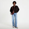Veste cropped bas resserr&eacute; noir femme