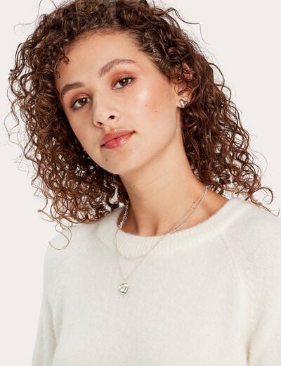 Pull manches longues ecru femme