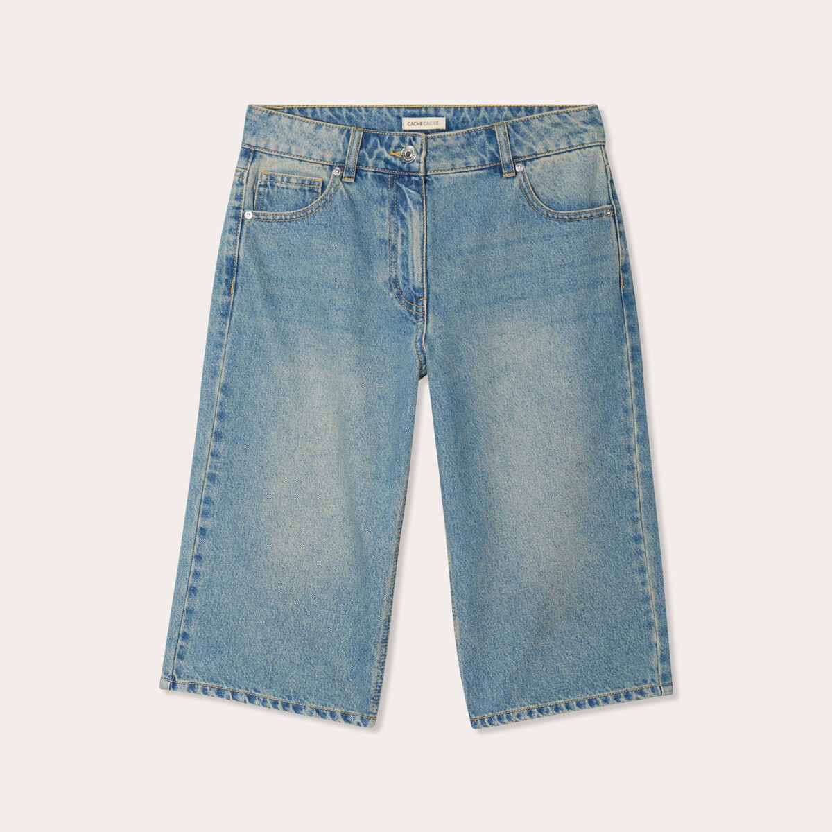 Bermuda large en jean denim double stone femme