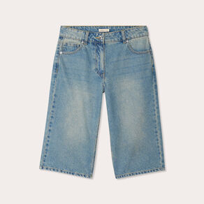 Bermuda large en jean denim double stone femme