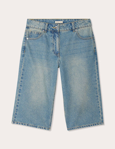 Bermuda large en jean denim double stone femme