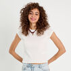 T-shirt détails ajourés ecru femme