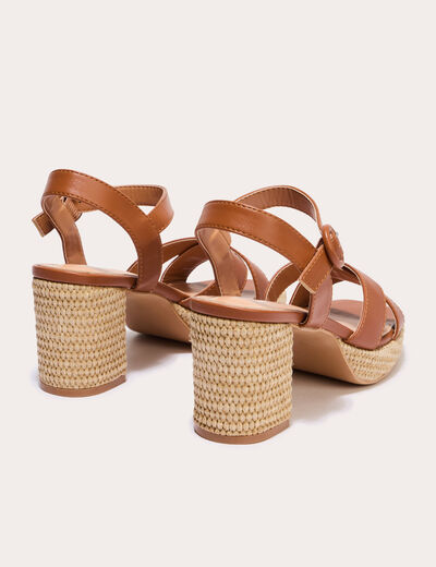 Sandales &agrave; talon camel femme