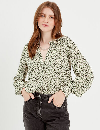 Chemise manches longues vert femme