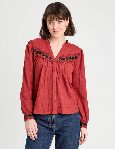 Blouse manches longues vieux rose femme