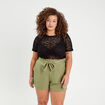 Short droit taille haute vert kaki femme