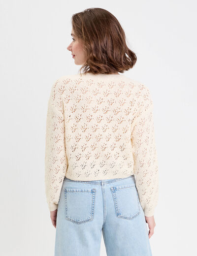 Pull manches longues ecru femme