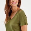 T-shirt manches courtes vert olive femme
