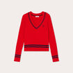 Pull manches longues torsades rouge foncé femme
