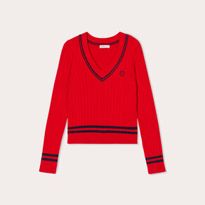 pull manches longues torsades rouge fonce femme Pull manches longues torsades rouge foncé femme