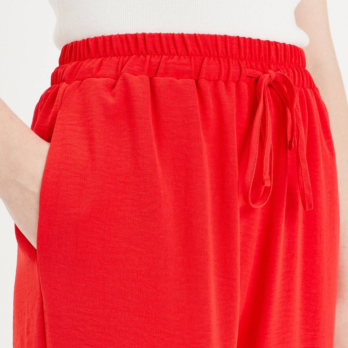Pantalon large fluide rouge fluo femme