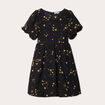 Robe évasée effet boule jaune femme