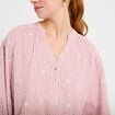 Blouse vichy brod&eacute;e rose femme