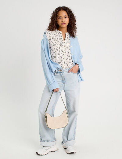 Blouse manches courtes blanc femme
