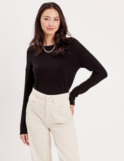 Pull col rond noir femme