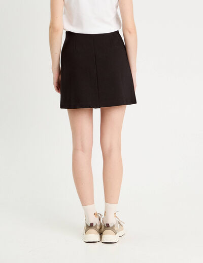 Jupe droite stretch boutons noir femme
