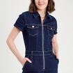 Combinaison pantalon en jean denim brut femme