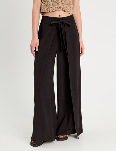 Pantalon large fluide pans noir femme