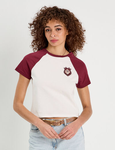 T-shirt manches courtes ecru femme