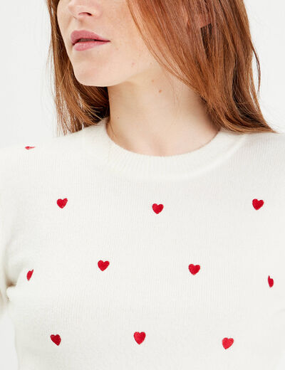 Pull manches longues rouge femme