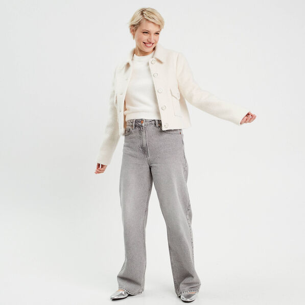 veste droite boutonnee ecru femme Veste droite boutonnée ecru femme