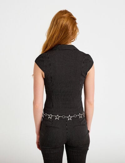 Chemise cintr&eacute;e manches courtes noir femme