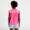 Blouse droite sans manches col v rose fushia femme