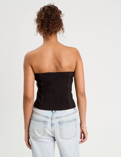 Bustier cintré boutons noir femme