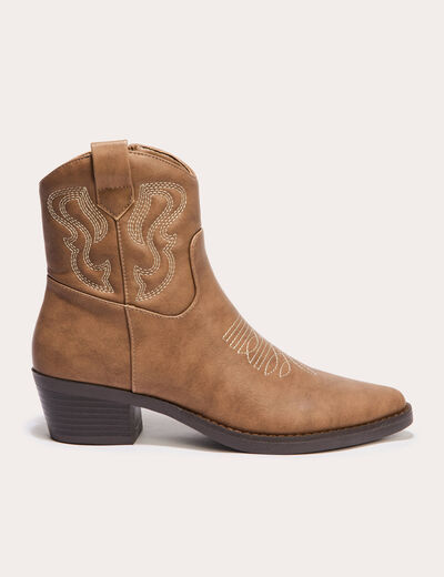 Bottines western marron clair femme