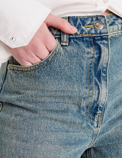 Jeans balloon denim double stone femme